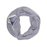 Women Lightweight Infinity Scarf With Pocket Loop Zipper