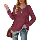 Women Lightweight V Neck Long Sleeve Tunic