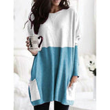 Women Long Sleeve Casual Pocket T-Shirt Loose Plus Size Top Blouse