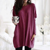 Women Long Sleeve Top Casual Pocket T-Shirt