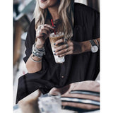 Women Loose Long Sleeve Swimsuit Cover Ups Button Down Beach Shirt