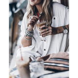 Women Loose Long Sleeve Swimsuit Cover Ups Button Down Beach Shirt