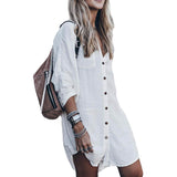 Women Loose Long Sleeve Swimsuit Cover Ups Button Down Beach Shirt