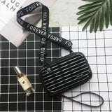 Women Suitcase Box Shape Crossbody Shoulder Bag Letter Band Travel Carrying