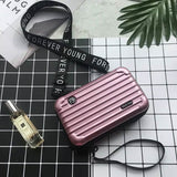 Women Suitcase Box Shape Crossbody Shoulder Bag Letter Band Travel Carrying