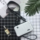 Women Suitcase Box Shape Crossbody Shoulder Bag Letter Band Travel Carrying