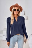 Women Tops Blouse Causal Shirts Puff Long Sleeve Tunic V Neck