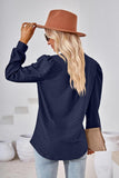 Women Tops Blouse Causal Shirts Puff Long Sleeve Tunic V Neck
