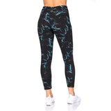 Women's 7/8 Highwaist Marble Leggings with Sheer Mesh Panel and Pockets