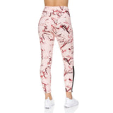 Women's 7/8 Highwaist Marble Leggings with Sheer Mesh Panel and Pockets