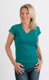 Women's Bamboo Viscose/Cotton V-Neck Cap Sleeve T-Shirt