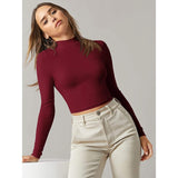 Women's Basic Mock Neck Long Sleeve Top