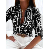 Women's Blouse Shirt Button Pocket Long Sleeve