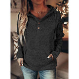 Womens Button Collar Drawstring Stitching Sweatshirts Hoodies Pullover