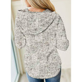 Womens Button Collar Drawstring Stitching Sweatshirts Hoodies Pullover
