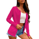 Women's Button Down Crew Neck Long Sleeve Soft Knit Cardigan Sweaters