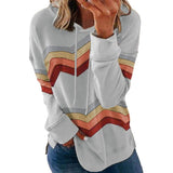 Womens Casual Hoodie Striped Printed Sweatshirts Long Sleeve Drawstring Pullover