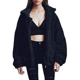 Women's Casual Lapel Fleece Fuzzy Faux Shearling Zipper Coat