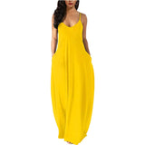 Womens Casual Sleeveless Plus Size Loose Plain Long Maxi Dress with Pockets