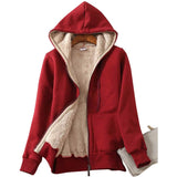 Women's Casual Winter Warm Sherpa Lined Zip Up Hooded Sweatshirt Jacket