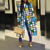 Women's Colored Geo Turn Down Collar Trench Coat