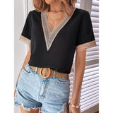 Women's Contrast Guipure Lace Blouse