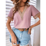 Women's Contrast Guipure Lace Blouse
