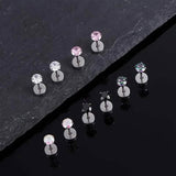 Women's Cubic Zirconia Surgical Stainless Steel Flat Back Earrings