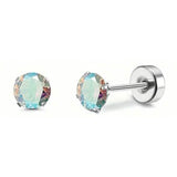 Women's Cubic Zirconia Surgical Stainless Steel Flat Back Earrings