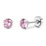 Women's Cubic Zirconia Surgical Stainless Steel Flat Back Earrings