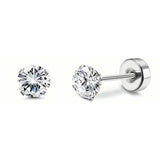 Women's Cubic Zirconia Surgical Stainless Steel Flat Back Earrings