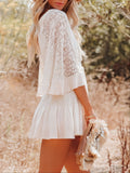 Women's Dresses Casual Lace Patchwork Batwing Sleeve V Neck Fashion Summer Loose Dress