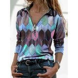 Women's Everyday V Neck Printed Long Sleeves