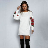 Women's Fashion Embroidery Long Sleeve Sweater Dress