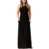 Women's Fashion Summer Sleeveless Racerback Loose Plain Maxi Dresses