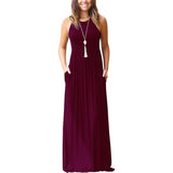 Women's Fashion Summer Sleeveless Racerback Loose Plain Maxi Dresses