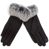 Women's Faux-Fur Cuff Touch-Screen Gloves with Non-Slip Grip