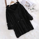 Women's Fleece Hoodie Solid Color Long Sleeve Sweatshirt
