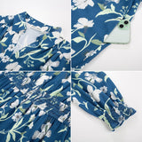 Women's Floral Dress for Women 2025 Fall Midi Dress Casual Long Sleeve V Neck A Line Flowy Shirt Dresses with Pocket
