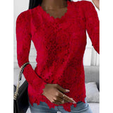 Women's Floral Lace Long Sleeve Blouse Shirt