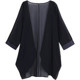 Women's Floral Print Sheer Chiffon Loose Kimono Cardigan Capes