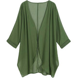 Women's Floral Print Sheer Chiffon Loose Kimono Cardigan Capes