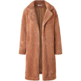 Women's Fuzzy Fleece Lapel Open Front Long Cardigan Coat
