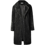 Women's Fuzzy Fleece Lapel Open Front Long Cardigan Coat
