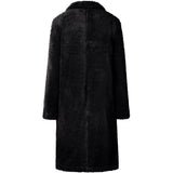 Women's Fuzzy Fleece Lapel Open Front Long Cardigan Coat