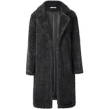 Women's Fuzzy Fleece Lapel Open Front Long Cardigan Coat