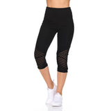 Women's High Waist Active Leggings With Motto Mesh Detail