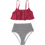 Women's High Waisted Falbala Bikini Set