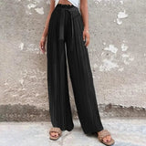 Women's High-Waisted Straight-Leg Strappy Pants