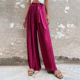 Women's High-Waisted Straight-Leg Strappy Pants